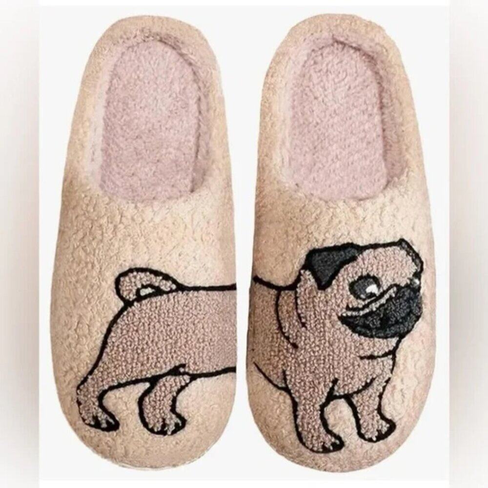 2/$30 NEW Cute Pug Dog Slippers - Picture 1 of 9